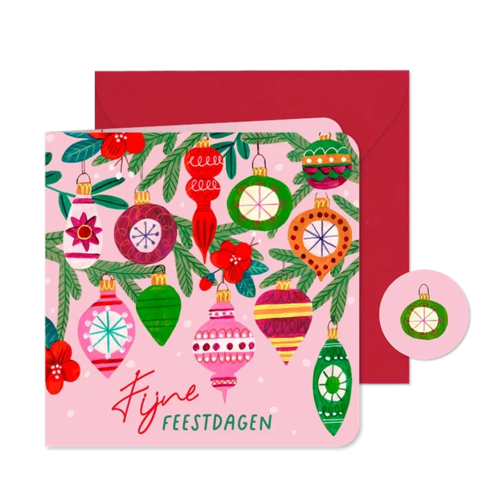 Kerstkaart vrolijke kerstballen illustratie