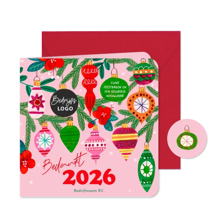 Kerstkaart vrolijke retro kerstballen illustratie