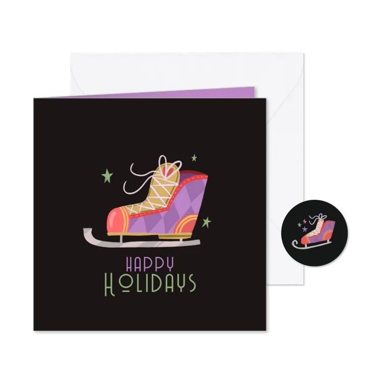 Kerstkaart vrolijke schaats happy holidays