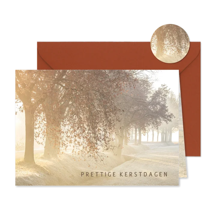 Kerstkaart winters landschap met bomen