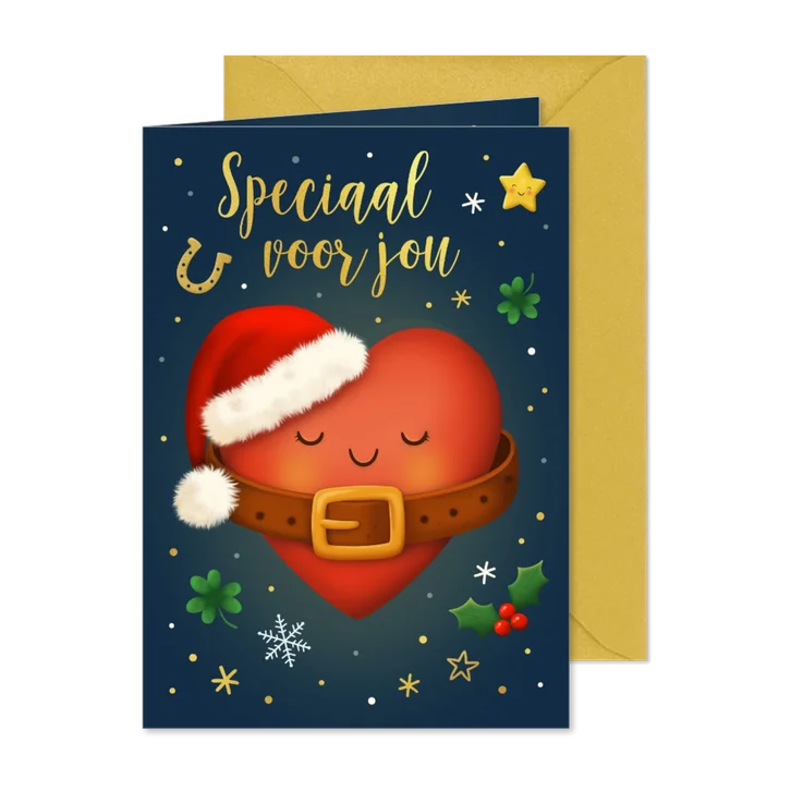 Kerstkaart winterse hart onder de riem