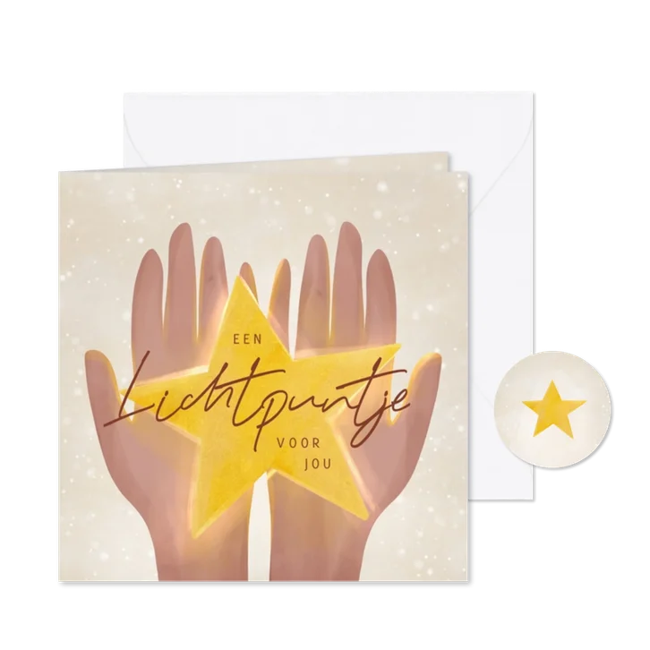 Kerstkaartje handen met ster lichtpuntje voor jou