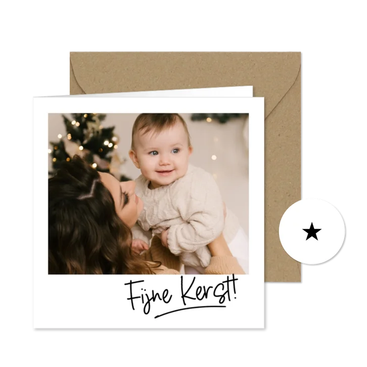 Kerstkaartje handgeschreven look met foto 