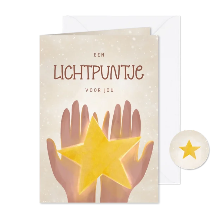 Kerstkaartje lichtpuntje handen met lichtgevende ster