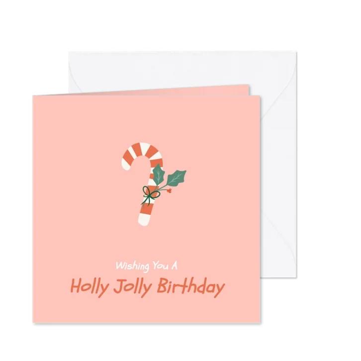 Kerstkaartje verjaardag holly jolly birthday