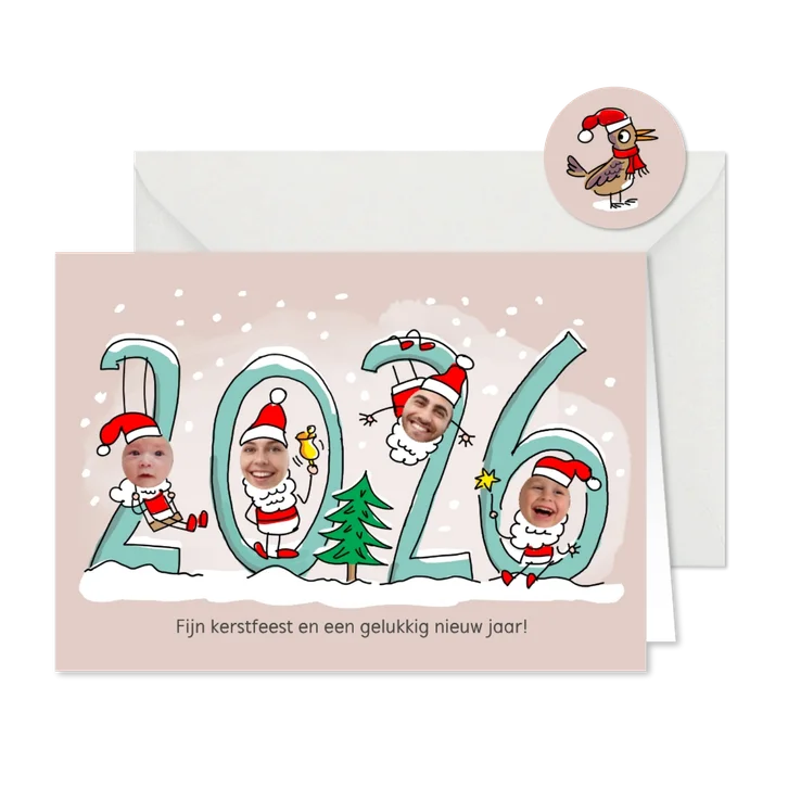 Kerstmannetjes fotocollage met 4 foto's 