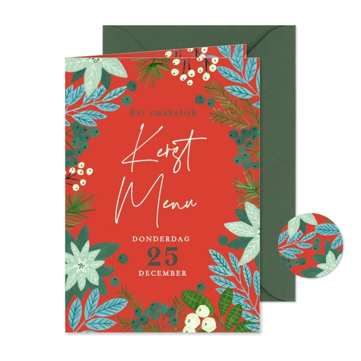  Kerstmenu botanisch bloemen poinsettia