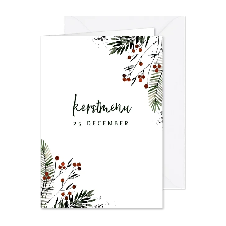 Kerstmenu kaart bessentakjes