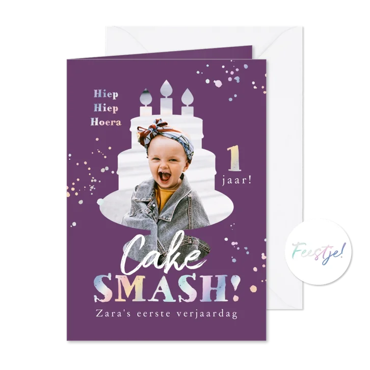 Kinderfeestje 1 jaar cake smash taart foto holografisch