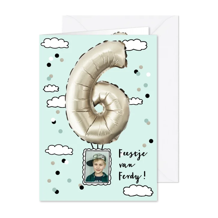 Kinderfeestje ballon 6 jaar met eigen foto's