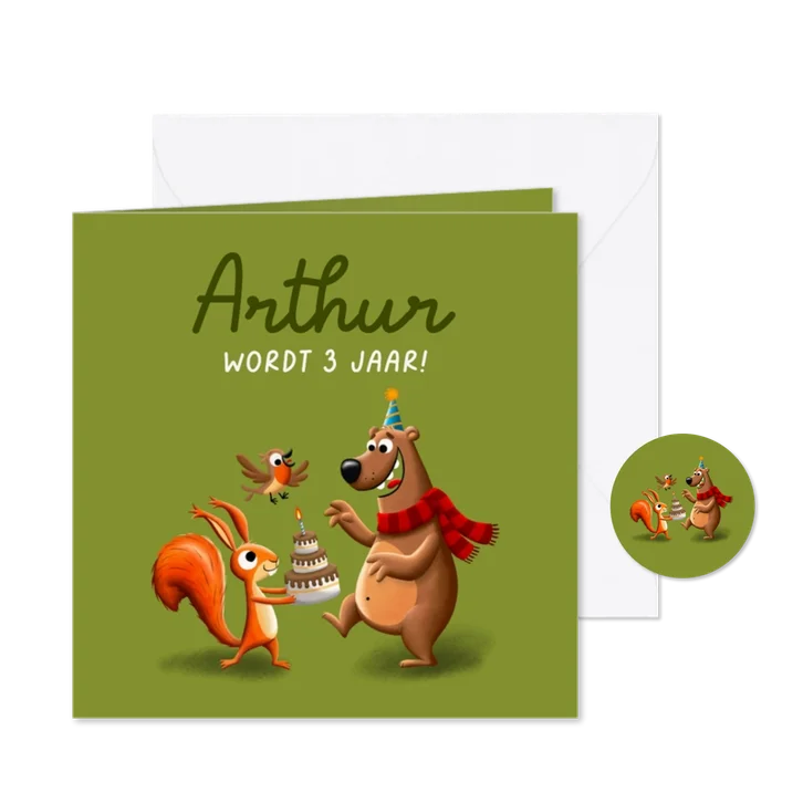 Kinderfeestje bosdieren op een aanpasbare achtergrond