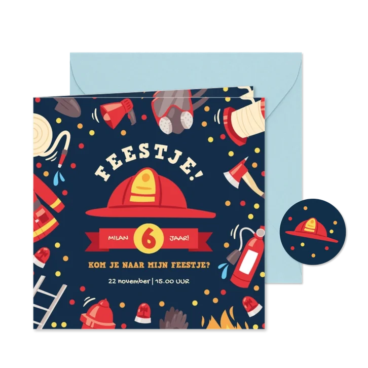 Kinderfeestje brandweer thema met confetti