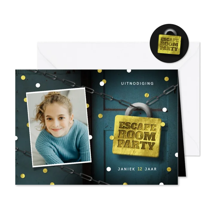 Kinderfeestje escape room slot foto deur confetti
