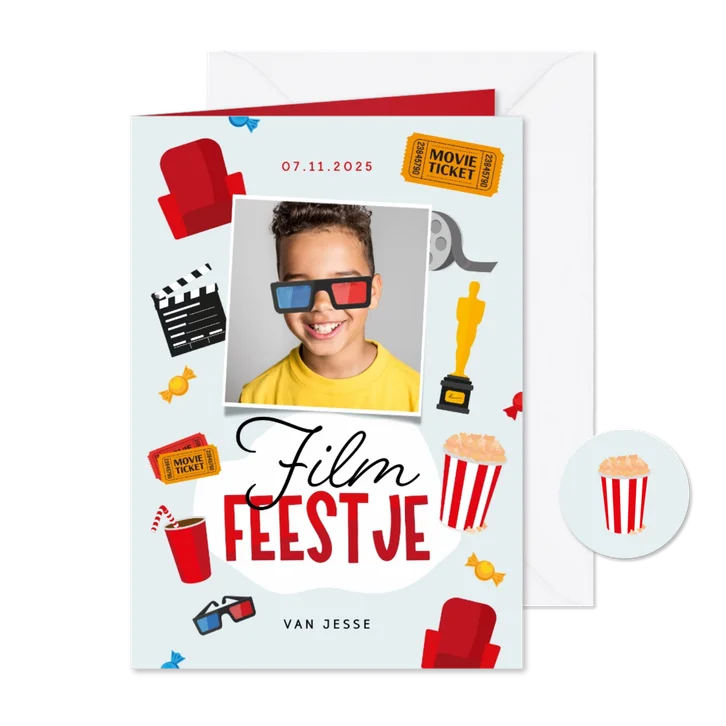 Kinderfeestje filmfeestje bioscoop popcorn 3d bril foto