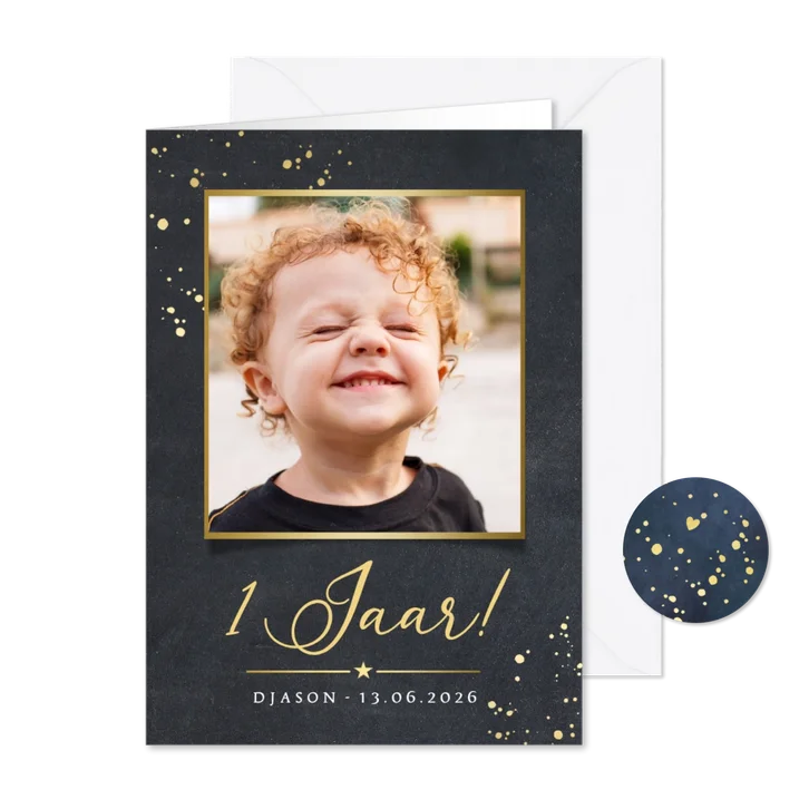 Kinderfeestje foto eerste verjaardag stijlvolle uitnodiging