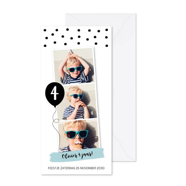 Kinderfeestje fotocollage langwerpig confetti jongen