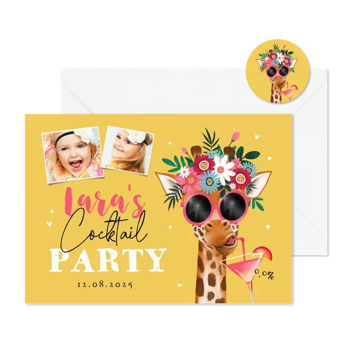 Kinderfeestje giraf cocktail 0.0 party bloemen zomer foto