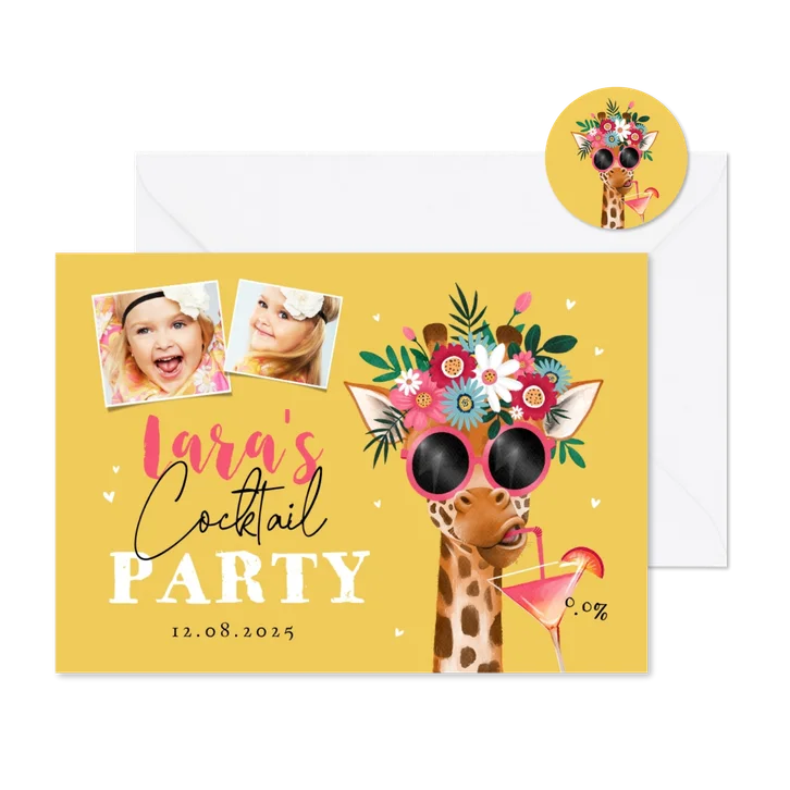 Kinderfeestje giraf cocktail 0.0 party bloemen zomer foto