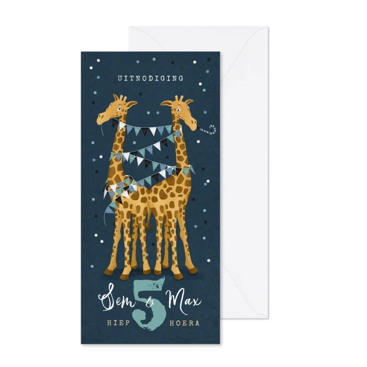 Kinderfeestje giraf feest tweeling confetti slingers