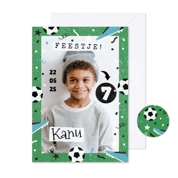 Kinderfeestje grote foto met voetbalkader