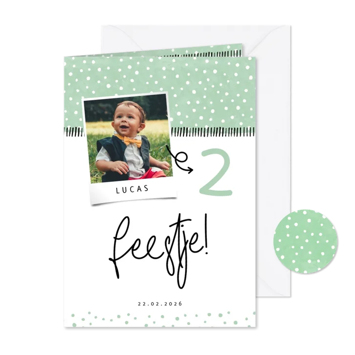 Kinderfeestje hip confetti met foto aanpasbaar