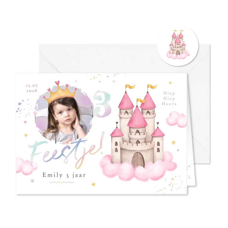 Kinderfeestje holografisch prinsessen kasteel foto sterren