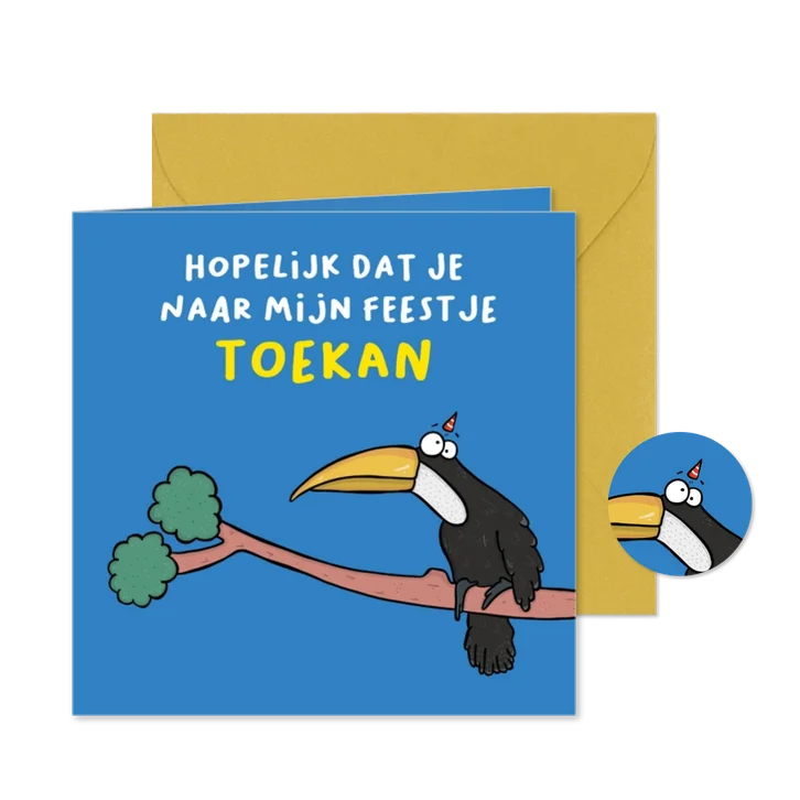 Kinderfeestje ik hoop dat je naar mijn feestje Toekan vogel