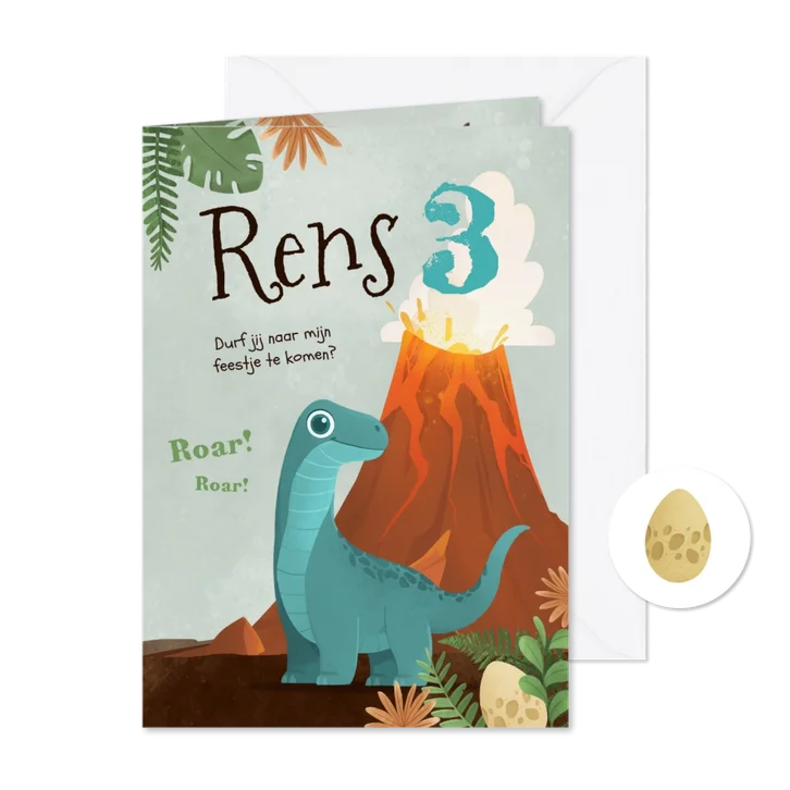 Kinderfeestje jongen dino's ei vulkaan avontuur