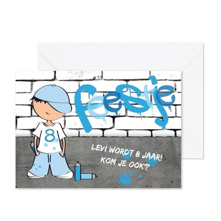 Kinderfeestje jongen stoer graffiti