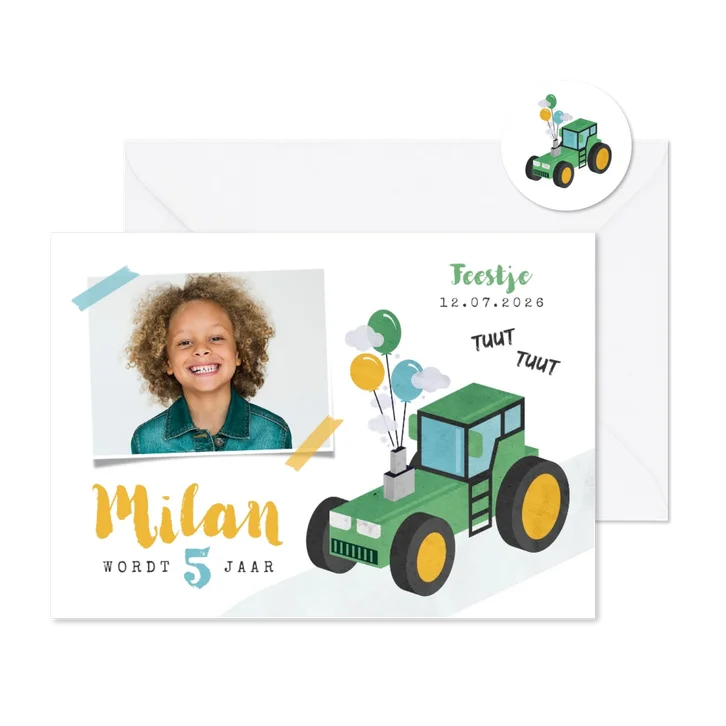 Kinderfeestje jongen stoer tractor boerderij feest