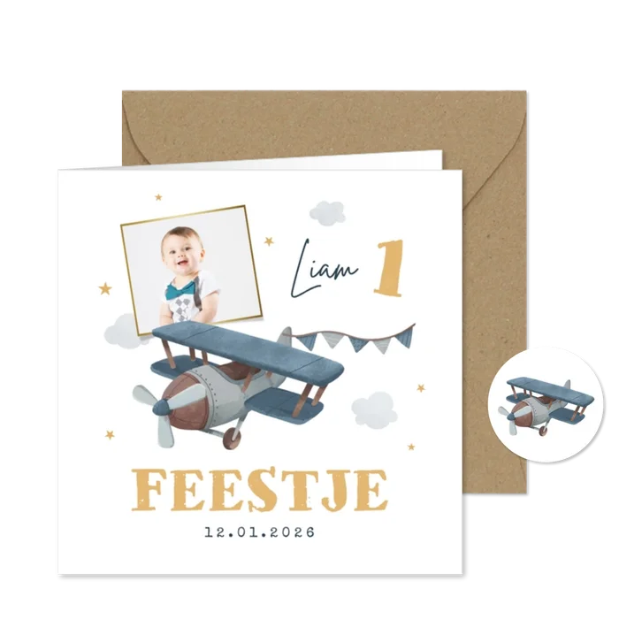 Kinderfeestje jongen vliegtuig helikopter sterren foto feest