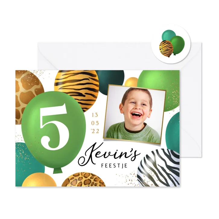 Kinderfeestje jungle ballonnen foto goud feest