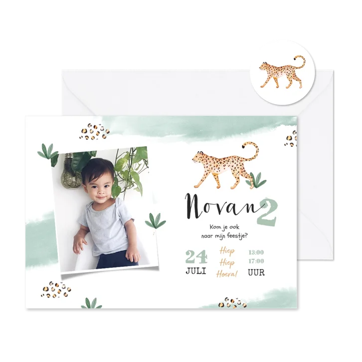 Kinderfeestje jungle luipaard waterverf lief foto
