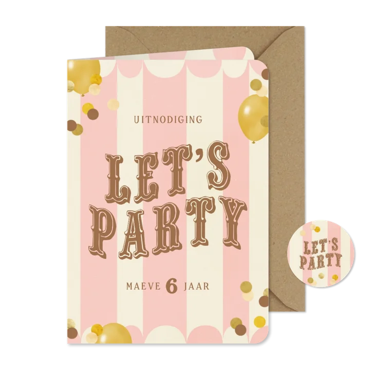 Kinderfeestje let's party ballon confetti circus roze goud