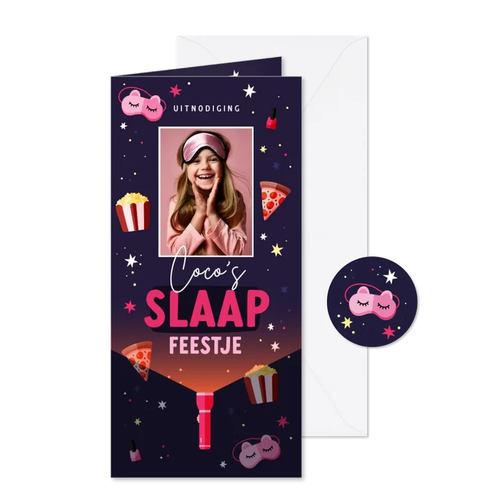 Kinderfeestje logeren slaapmaskers en makeup met foto