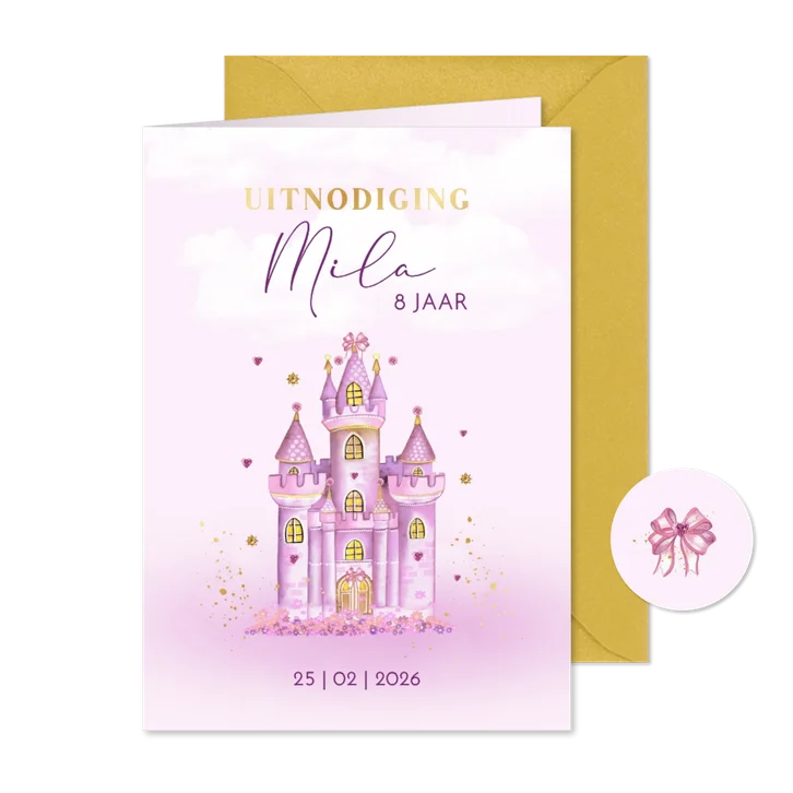 Kinderfeestje meisje met kasteel en spiegel