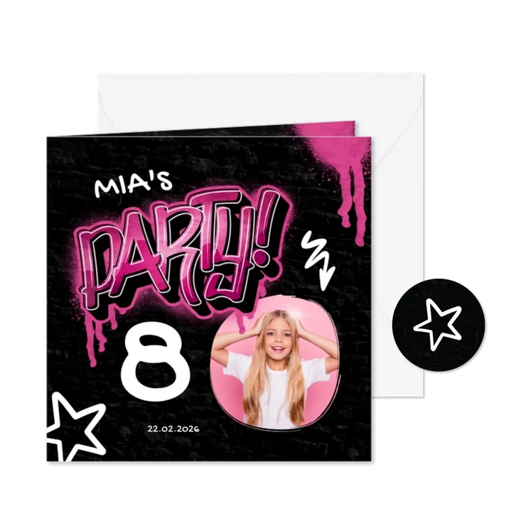 Kinderfeestje party graffiti met foto