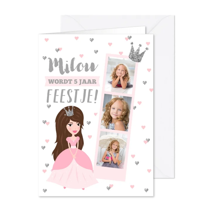 Kinderfeestje prinses fotostrip hartjes