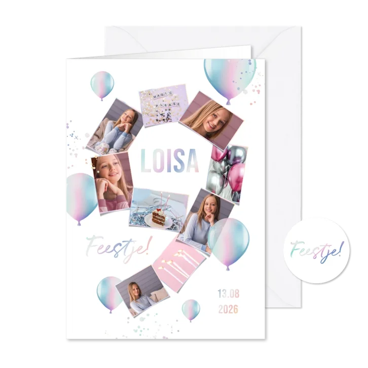 Kinderfeestje uitnodiging holografisch 9 jaar foto