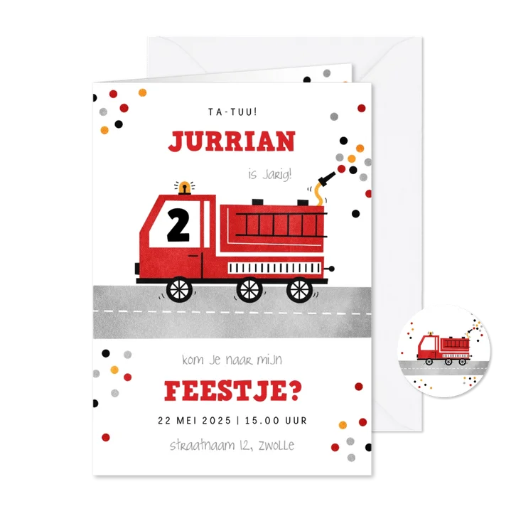 Kinderfeestje uitnodiging met brandweer thema