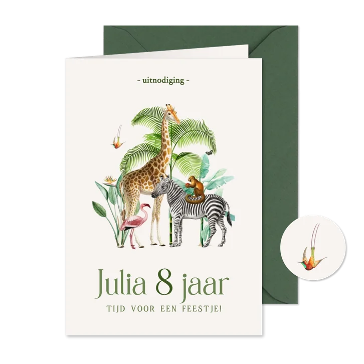 Kinderfeestje uitnodiging met jungle dieren