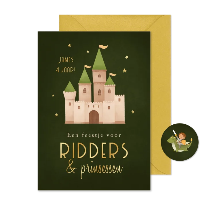 Kinderfeestje uitnodiging ridders prinsessen kasteel thema