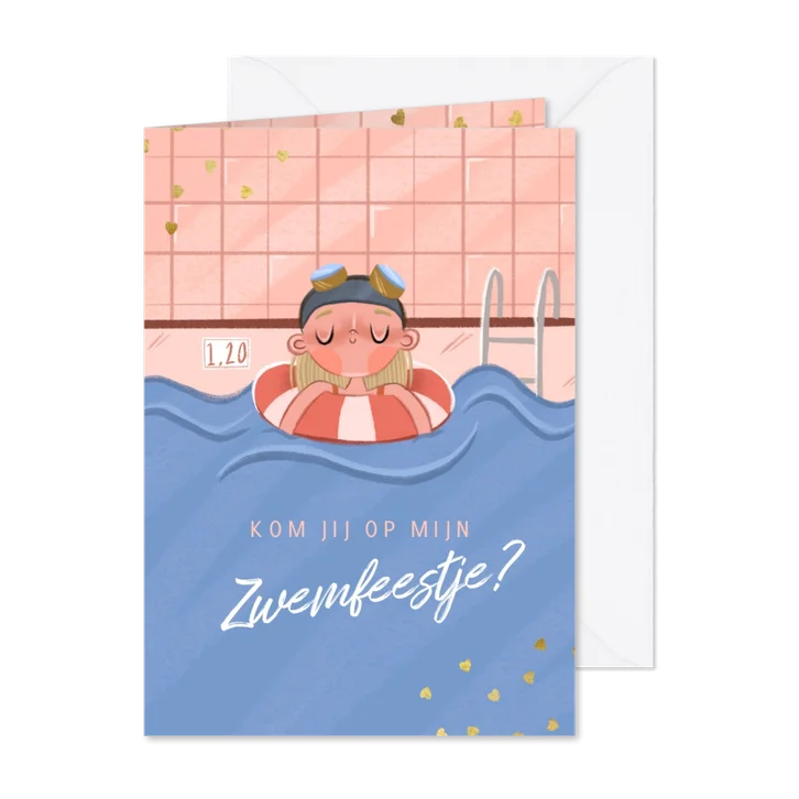 Kinderfeestje uitnodiging zwemfeestje zwembad!