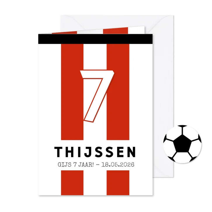 Kinderfeestje voetbalshirt gestreept rood wit