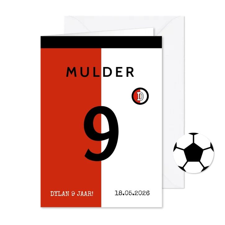 Kinderfeestje voetbalshirt rood wit zwart