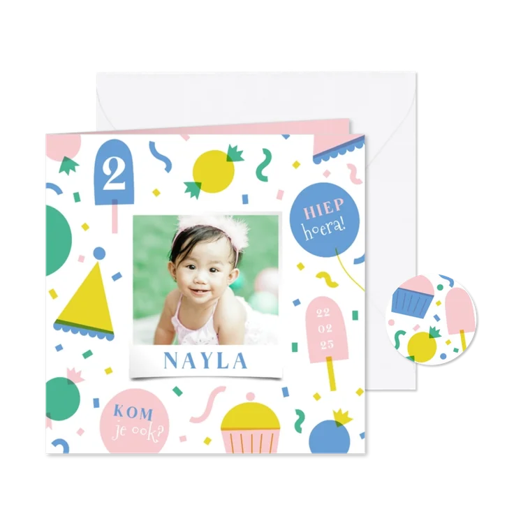 Kinderfeestje vrolijke elementjes met foto