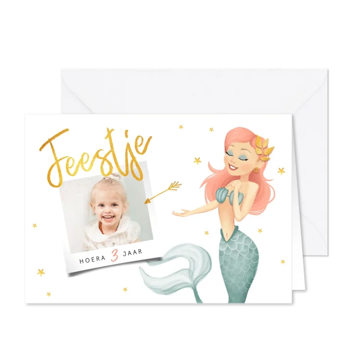 Kinderfeestje zeemeermin met foto en sterren