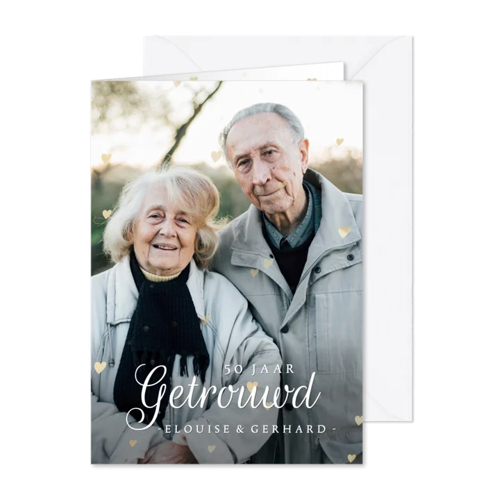 Klassieke huwelijksjubileum kaart 50 jaar met eigen foto