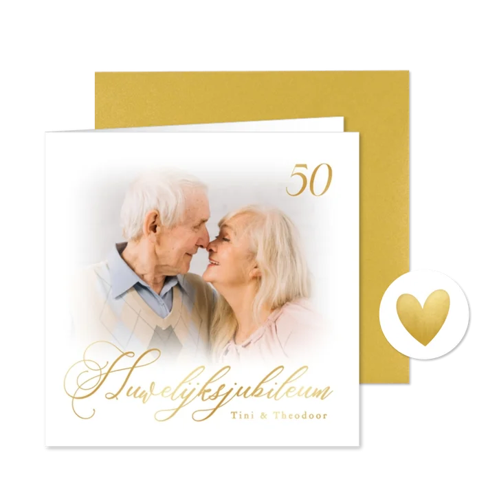 Klassieke jubileumkaart gouden typografie en foto