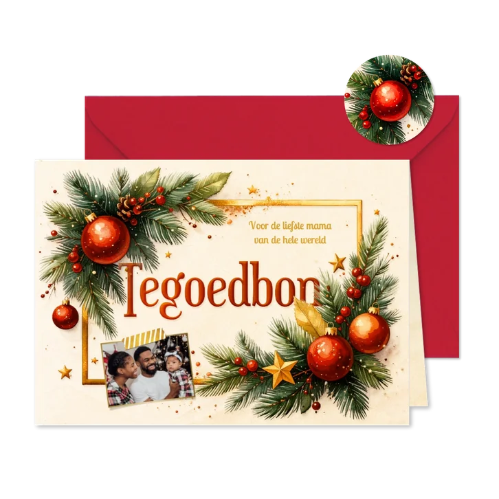 Klassieke tegoedbon bedankt met kerstballen